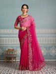 MODERN STAR GEORGETTE EMBROIDERY CUTWORK WORK ARC BORDER WORK SAREE WITH UNSTITCHED BLOUSE WEDDING WEAR WHOLESALE PRICE ETHNIC GARMENT (2)