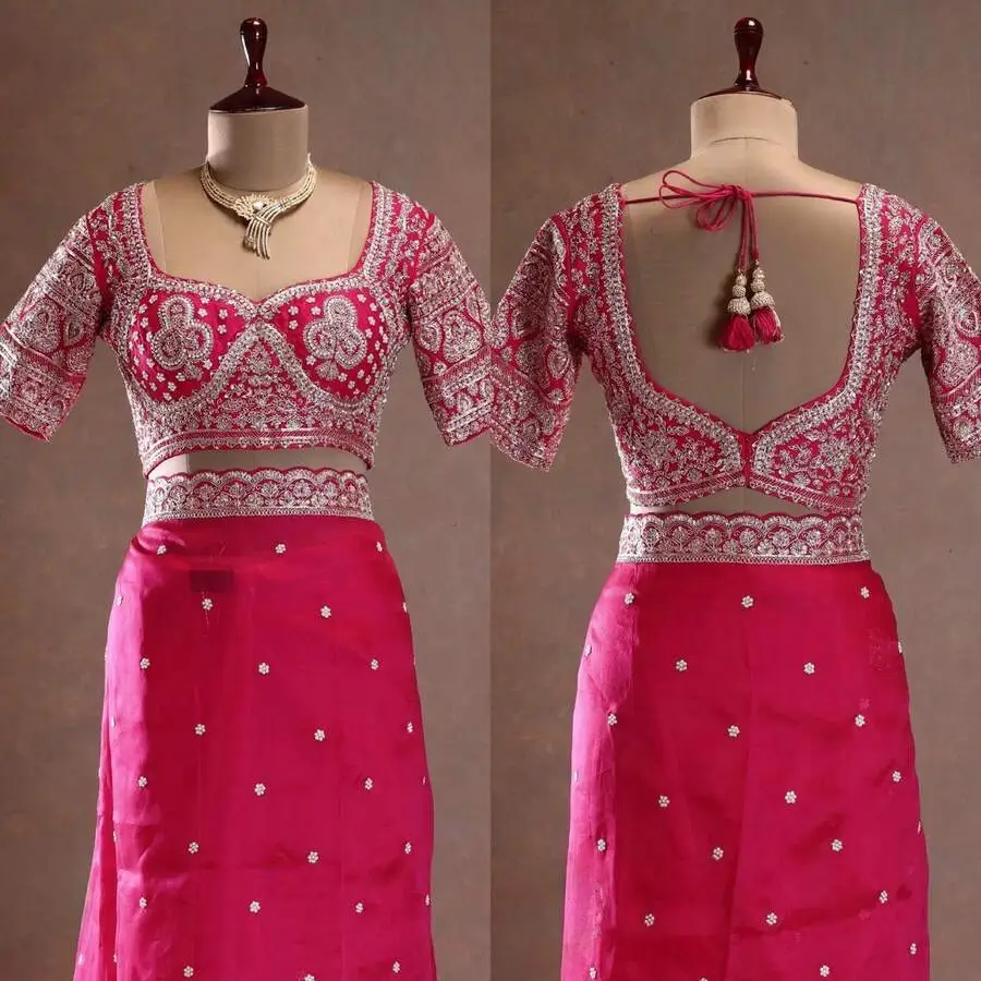 MODERN TABBY SILK SEQUNCE WITH THREAD WORK SAREE WITH UNSTITCHED BLOUSE PARTY WEAR WHOLESALE PRICE ETHNIC GARMENT (6)