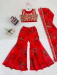 MODERN TABBY SILK THREAD WITH SEQUENCE WORK AND DIGITAL PRINT WORK BLOUSE SHARARA WITH SHRUG PARTY WEAR WHOLESALE PRICE ETHNIC GARMENT (22)