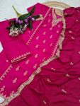 MODERN VISCOSE CHANDERI SEQUENCE CODING EMBROIDERY WORK TOP BOTTOM WITH DUPATTA FESTIVE WEAR WHOLESALE PRICE ETHNIC GARMENT (9)