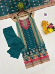 MODERN ZARNA SILK PRINTED WORK TOP BOTTOM WITH DUPATTA FESTIVE WEAR WHOLESALE PRICE ETHNIC GARMENT (5)