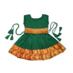 NEW AARIVAL JACQUARD WEAVING WORK KID'S DRESS GREEN