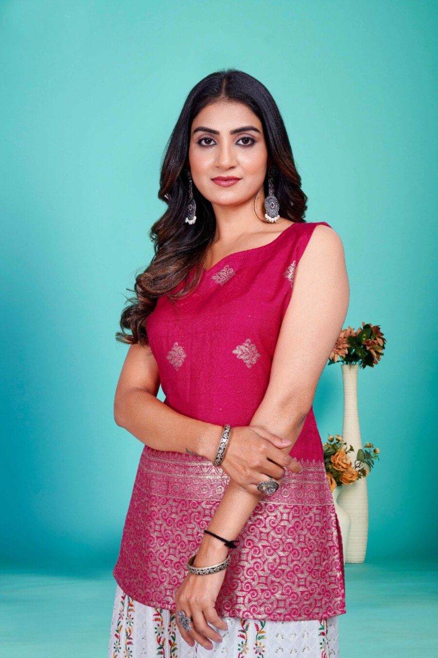 NEW ARRIVAL BANARASI ZARI WORK ONLY TOP FESTIVE WEAR WHOLESALE PRICE ETHNIC GARMENT (2)