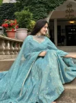 NEW ARRIVAL BURBERRY SILK EMBROIDERY WORK ANARKALI WITH DUPATTA FESTIVE WEAR WHOLESALE PRICE ETHNIC GARMENT (4)