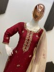 NEW ARRIVAL CHINON EMBROIDERY SEQUENCE WORK TOP SHARARA WITH DUPATTA FESTIVE WEAR WHOLESALE PRICE ETHNIC GARMENT (10)