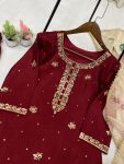 NEW ARRIVAL CHINON EMBROIDERY SEQUENCE WORK TOP SHARARA WITH DUPATTA FESTIVE WEAR WHOLESALE PRICE ETHNIC GARMENT (10)