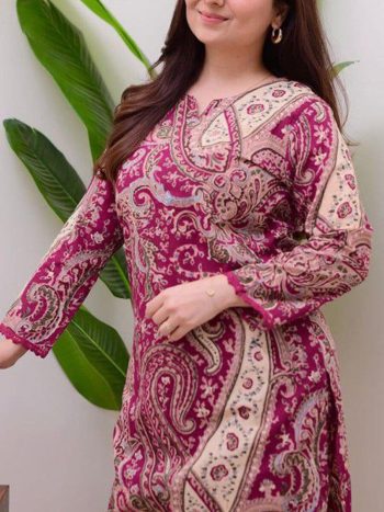 NEW ARRIVAL COTTON DIGITAL PRINT WORK TOP BOTTOM SET PINK