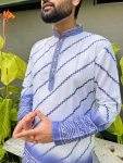 NEW ARRIVAL COTTON LEHERIYA PATTERN WITH BANDHNI DAMAN PRINT WORK MEN’S KURTA PAYJAMA FESTIVE WEAR WHOLESALE PRICE ETHNIC GARMENT (3)