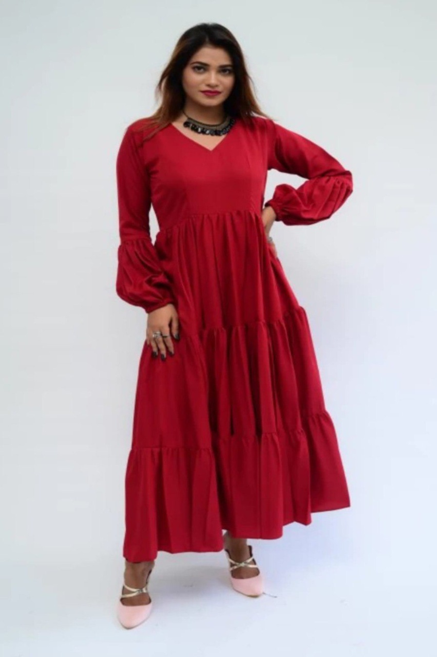 NEW ARRIVAL DELTA SILK 3 LAYERD STITCHED GOWN OFFICE WEAR WHOLESALE PRICE ETHNIC GARMENT (15)