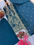 NEW ARRIVAL GEORGETTE EMBROIDERY SEQUENCE WORK WITH RIVET MOTI WORK TOP PALAZZO WITH DUPATTA PARTY WEAR WHOLESALE PRICE ETHNIC GARMENT (4)