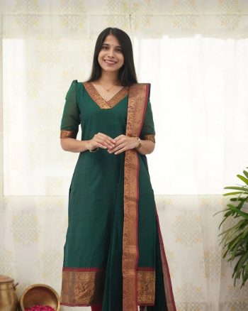 NEW ARRIVAL JACQUARD JACQUARD WEAVING WORK TOP DUPATTA GREEN
