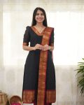 NEW ARRIVAL JACQUARD JACQUARD WEAVING WORK TOP DUPATTA BLACK