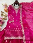 NEW ARRIVAL JIMMY SILK EMBROIDERY SEQUENCE WORK TOP PALAZZO WITH DUPATTA WEDDING WEAR WHOLESALE PRICE ETHNIC GARMENT (4)
