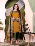 NEW ARRIVAL KANCHI COTTON JACQUARD WEAVING WORK TOP DUPATTA SET MUSTARD
