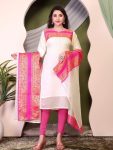 NEW ARRIVAL KANCHI COTTON JACQUARD WEAVING WORK TOP DUPATTA SET WHITE