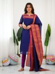 NEW ARRIVAL KANCHI COTTON JACQUARD WEAVING WORK TOP DUPATTA SET BLUE