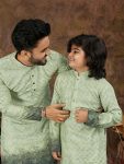 NEW ARRIVAL RAYON COTTON CROCHET WORK FATHER & SON COMBO SET FESTIVE WEAR WHOLESALE PRICE ETHNIC GARMENT (7)
