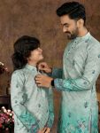 NEW ARRIVAL RAYON COTTON CROCHET WORK FATHER & SON COMBO SET FESTIVE WEAR WHOLESALE PRICE ETHNIC GARMENT (2)