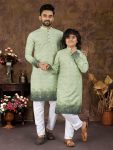 NEW ARRIVAL RAYON COTTON CROCHET WORK FATHER & SON COMBO SET PISTA