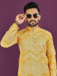 NEW ARRIVAL RAYON LAHERIYA DIGITAL PRINT AND CROCHET EMBROIDERY WORK MEN’S KURTA PAYJAMA FESTIVE WEAR WHOLESALE PRICE ETHNIC GARMENT (10)