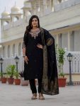 NEW ARRIVAL ROMAN SILK CODING EMBROIDERY WITH SEQUENCE WORK TOP BOTTOM WITH DUPATTA BLACK