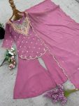 NEW ARRIVAL SHIMMER SILK EMBROIDERY WORK TOP PALAZZO WITH DUPATTA PARTY WEAR WHOLESALE PRICE ETHNIC GARMENT (2)