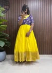 NEW ARRIVAL SILK ZARI WEAVING BORDER WORK GOWN YELLOW