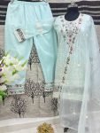 NEW ARRIVAL TWILL NET CHAIN WORK TOP BOTTOM WITH DUPATTA FESTIVE WEAR WHOLESALE PRICE ETHNIC GARMENT (19)