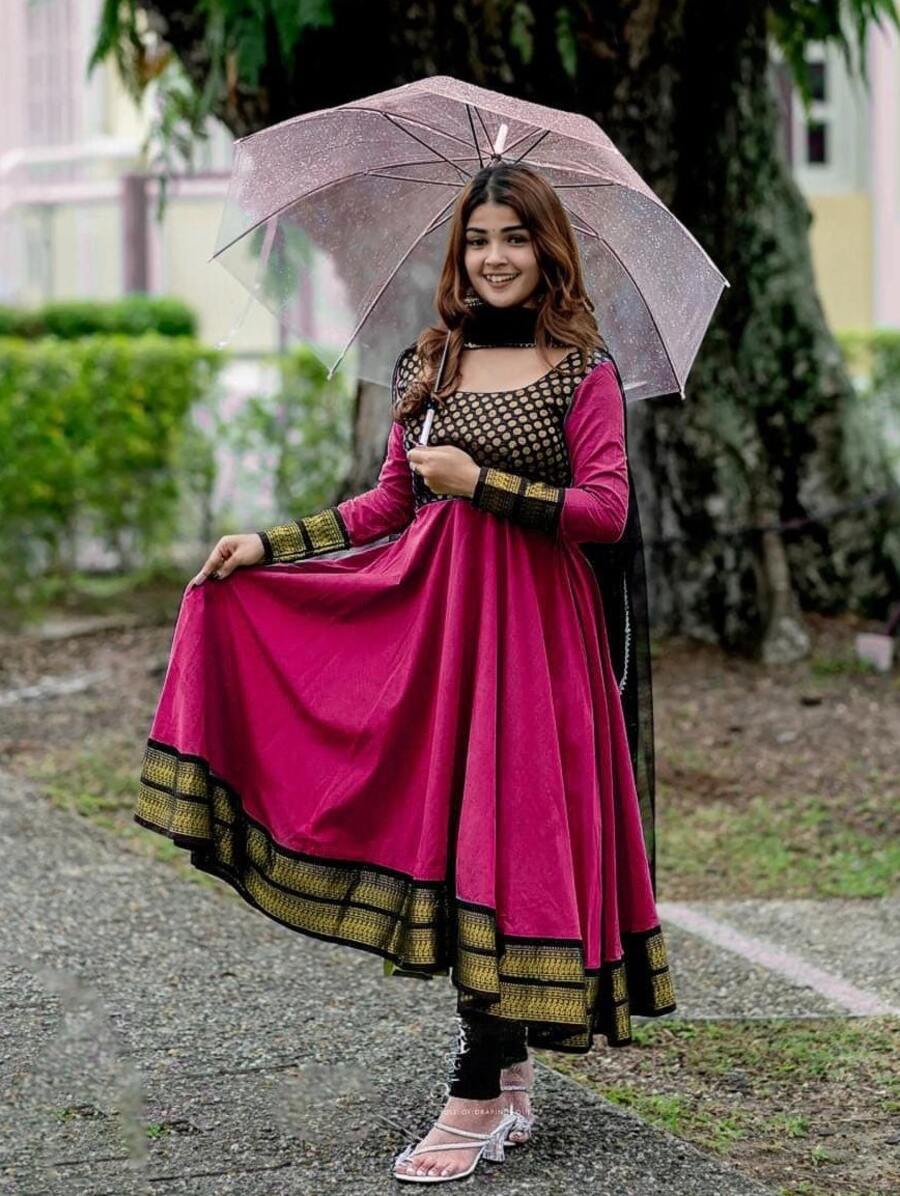 NEW ARRIVAL VICHITRA SILK JACQUARD ZARI WEAVING WORK ANARKALI WITH DUPATTA FESTIVE WEAR WHOLESALE PRICE ETHNIC GARMENT (4)