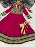 NEW ARRIVAL VICHITRA SILK JACQUARD ZARI WEAVING WORK ANARKALI WITH DUPATTA FESTIVE WEAR WHOLESALE PRICE ETHNIC GARMENT (4)