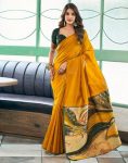 RICH LOOK BANARASI SILK WEAVING WORK SAREE WITH UNSTITCHED BLOUSE FESTIVE WEAR WHOLESALE PRICE ETHNIC GARMENT (2)