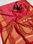 RICH LOOK BANARASI SILK WEAVING WORK SAREE WITH UNSTITCHED BLOUSE RANI