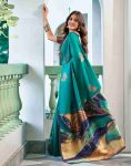 RICH LOOK BANARASI SILK WEAVING WORK SAREE WITH UNSTITCHED BLOUSE RAMA