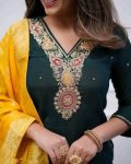 RICH LOOK CHANDERI EMBROIDERY WORK TOP BOTTOM WITH DUPATTA FESTIVE WEAR WHOLESALE PRICE ETHNIC GARMENT (2)