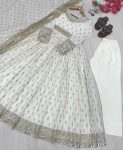 RICH LOOK CHINON SILK EMBROIDERY SEQUENEC WORK GOWN BOTTOM WITH DUPATTA FESTIVE WEAR WHOLESALE PRICE ETHNIC GARMENT (4)