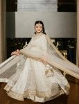 RICH LOOK CHINON SILK EMBROIDERY SEQUENEC WORK GOWN BOTTOM WITH DUPATTA WHITE