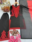 RICH LOOK CHINON SILK EMBROIDERY WORK TOP PALAZZO WITH DUPATTA FESTIVE WEAR WHOLESALE PRICE ETHNIC GARMENT (5)