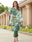 RICH LOOK COTTON DIGITAL PRINT WORK TOP BOTTOM WITH DUPATTA GREEN