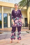 RICH LOOK COTTON PRINTS WITH HAND WORK CO-ORD SET PURPLOE