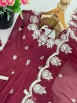 RICH LOOK CRUNCHY SILK EMBROIDERY SEQUENCE WORK GOWN BOTTOM WITH DUPATTA FESTIVE WEAR WHOLESALE PRICE ETHNIC GARMENT (9)