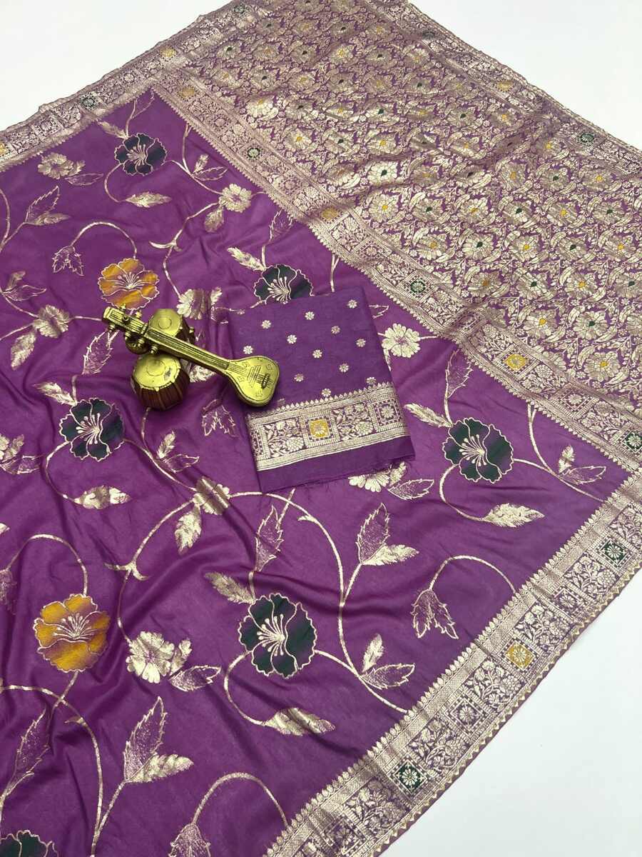 RICH LOOK DOLA SILK ZARI & MEENAKARI WEAVING WITH PIPING LACE BORDER WORK SAREE WITH UNSTITCHED BLOUSE WEDDING WEAR WHOLESALE PRICE ETHNIC GARMENT (6)