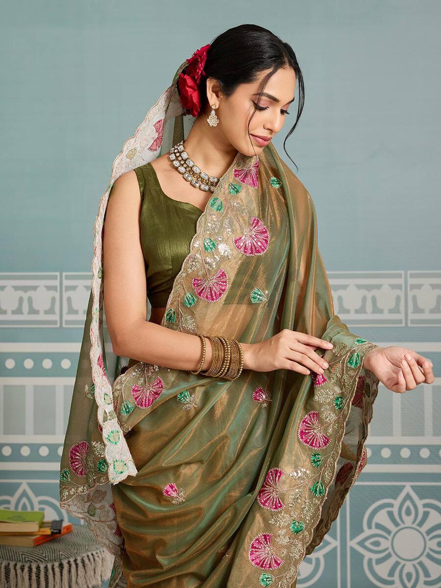 RICH LOOK FENDY SOFT NET EMBROIDERY WITH CUTWORK SAREE WITH UNSTITCHED BLOUSE WEDDING WEAR WHOLESALE PRICE ETHNIC GARMENT (6)