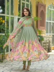 RICH LOOK GEORGETTE DIGITAL PRINT AND HANDWORK GOWN BOTTOM WITH DUPATTA PISTA
