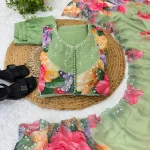 RICH LOOK GEORGETTE DIGITAL PRINT AND HANDWORK GOWN BOTTOM WITH DUPATTA FESTIVE WEAR WHOLESALE PRICE ETHNIC GARMENT (15)