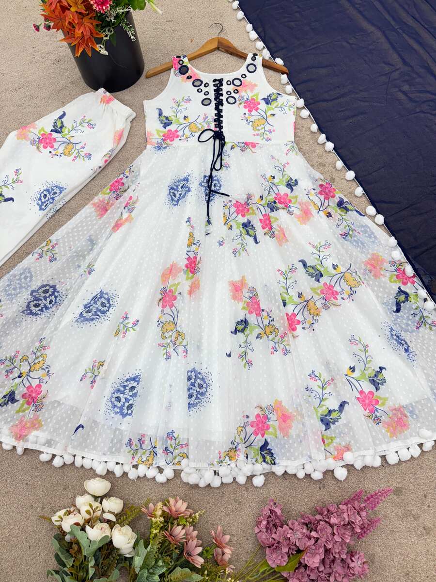 RICH LOOK GEORGETTE DIGITAL PRINT AND MIRROR WORK WITH POM POM LACE BORDER WORK GOWN BOTTOM WITH DUPATTA FESTIVE WEAR WHOLESALE PRICE ETHNIC GARMENT (12).jpg