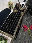 RICH LOOK GEORGETTE EMBROIDERY AND SEQUENCE WORK WITH LACE BORDER WORK TOP BOTTOM WITH DUPATTA WEDDING WEAR WHOLESALE PRICE ETHNIC GARMENT (2)