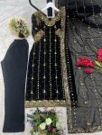 RICH LOOK GEORGETTE EMBROIDERY AND SEQUENCE WORK WITH LACE BORDER WORK TOP BOTTOM WITH DUPATTA WEDDING WEAR WHOLESALE PRICE ETHNIC GARMENT (2)
