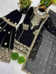 RICH LOOK GEORGETTE EMBROIDERY CODING DORI-SEQUENCE WORK WITH RIVET MOTI WORK TOP SHARARA WITH DUPATTA FESTIVE WEAR WHOLESALE PRICE ETHNIC GARMENT (12)
