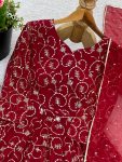 RICH LOOK GEORGETTE EMBROIDERY SEQUENCE WORK GOWN BOTTOM WITH DUPATTA FESTIVE WEAR WHOLESALE PRICE ETHNIC GARMENT (14)