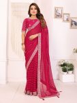 RICH LOOK GEORGETTE EMBROIDERY SEQUENCE WORK SAREE WITH UNSTITCHED BLOUSE RANI